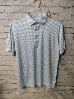 Collars @ Co. Relaxed Fit Polo Semi Spread Village Blue Check Polo Shirt Large